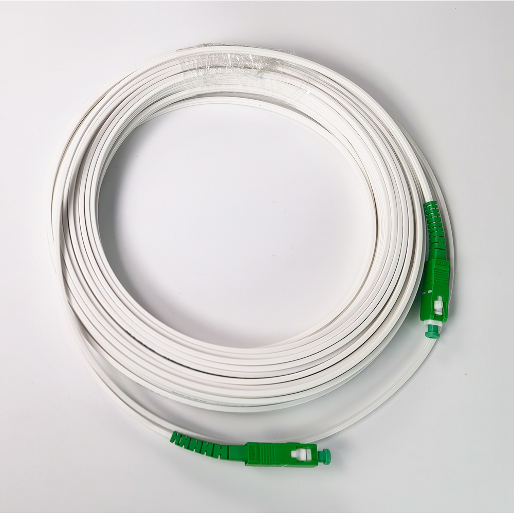 FTTH Indoor Drop Cable SC APC to SC APC Single Mode Fiber Optic Patch Cord White Jacket Extension