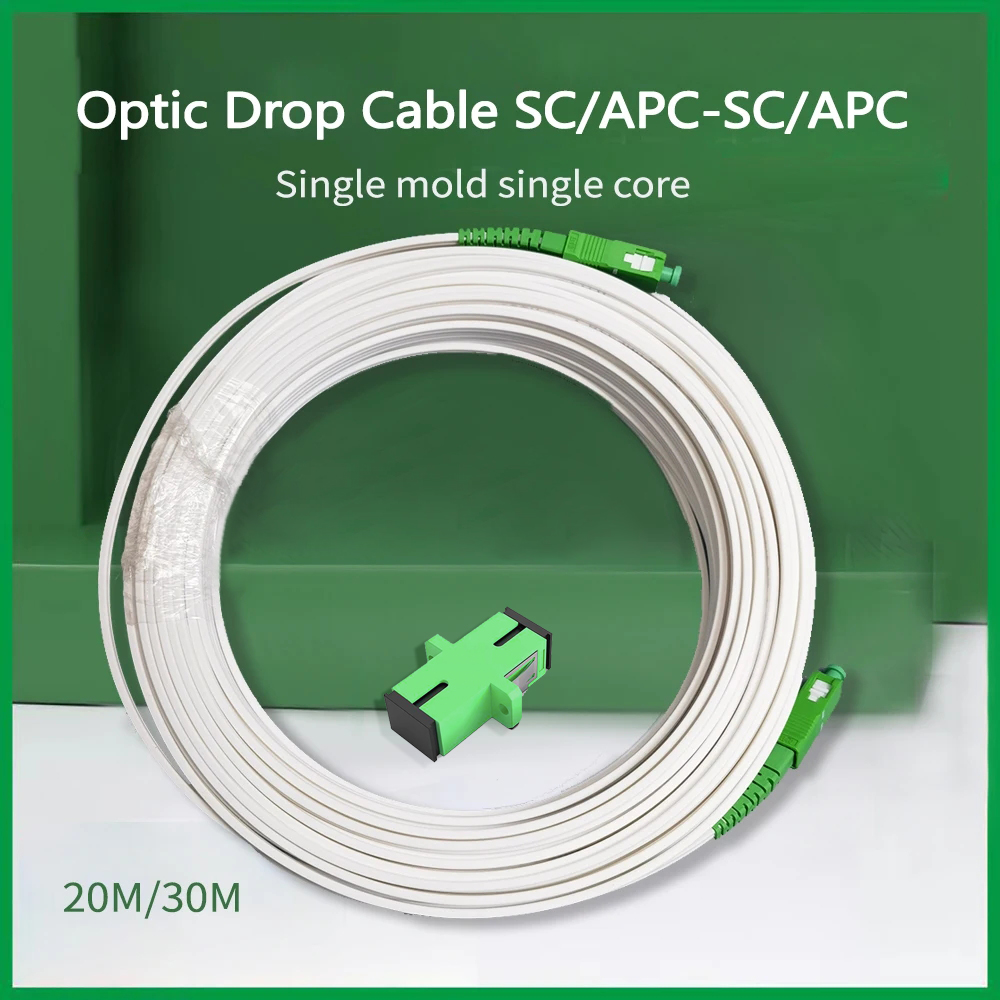 FTTH Indoor Drop Cable SC APC to SC APC Single Mode Fiber Optic Patch Cord White Jacket Extension FTTH Indoor Drop Cable SC APC to SC APC Single Mode Fiber Optic Patch Cord White Jacket Extension