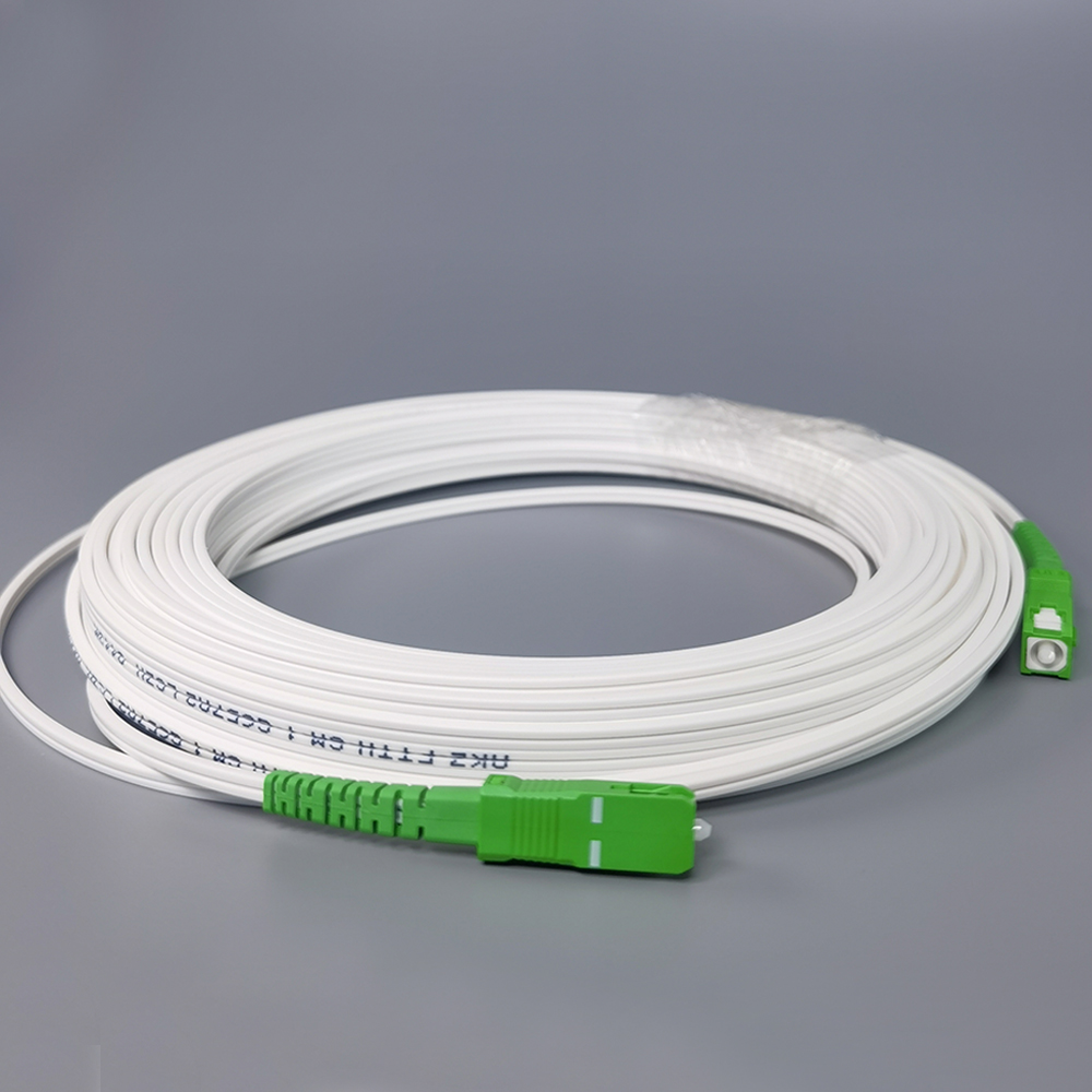 FTTH Indoor Drop Cable SC APC to SC APC Single Mode Fiber Optic Patch Cord White Jacket Extension