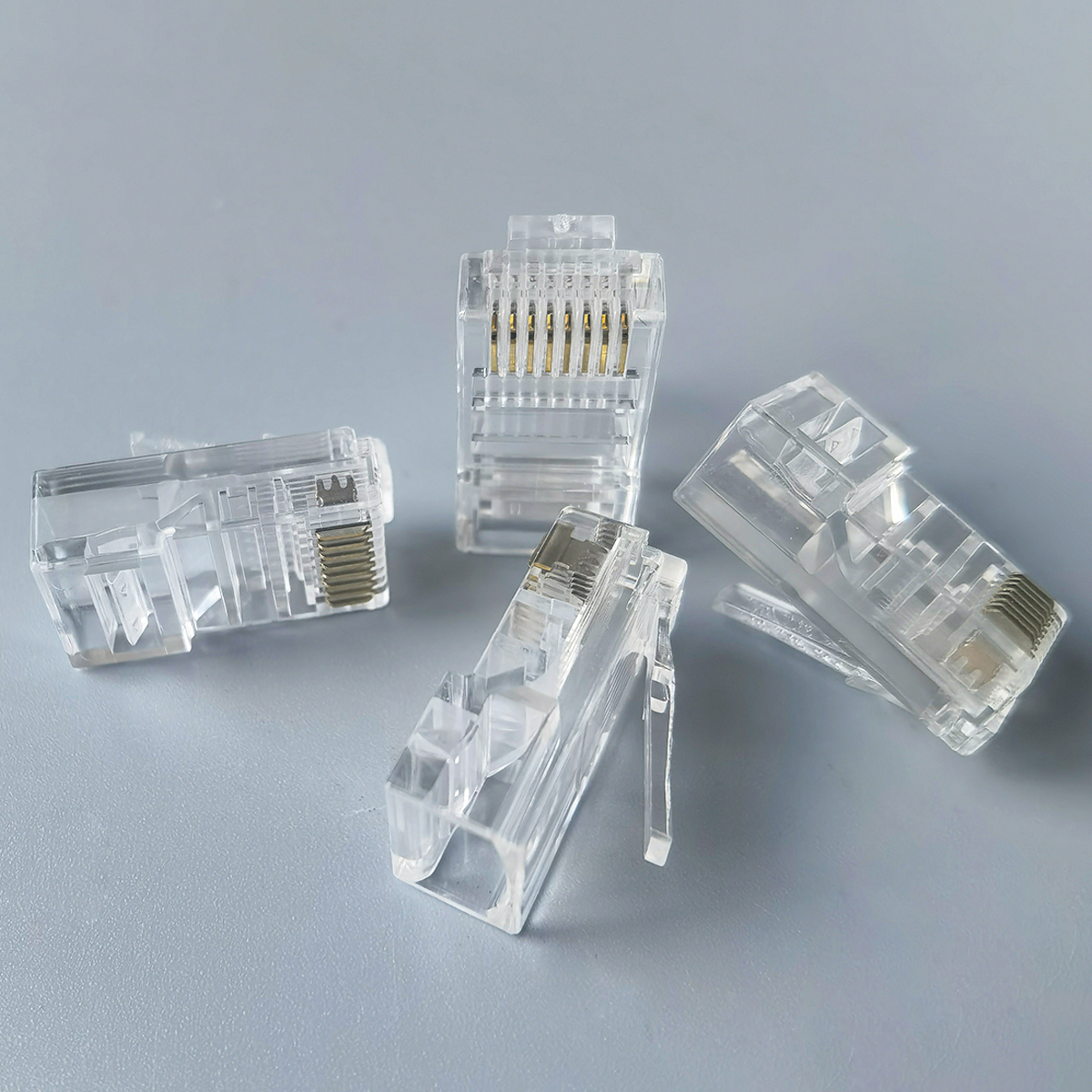 RJ45 CAT5e Connectors 100pcs Gold Plated 8P8C UTP Modular Ethernet Network Crystal Ends RJ45 CAT5e Connectors 100pcs Gold Plated 8P8C UTP Modular Ethernet Network Crystal Ends