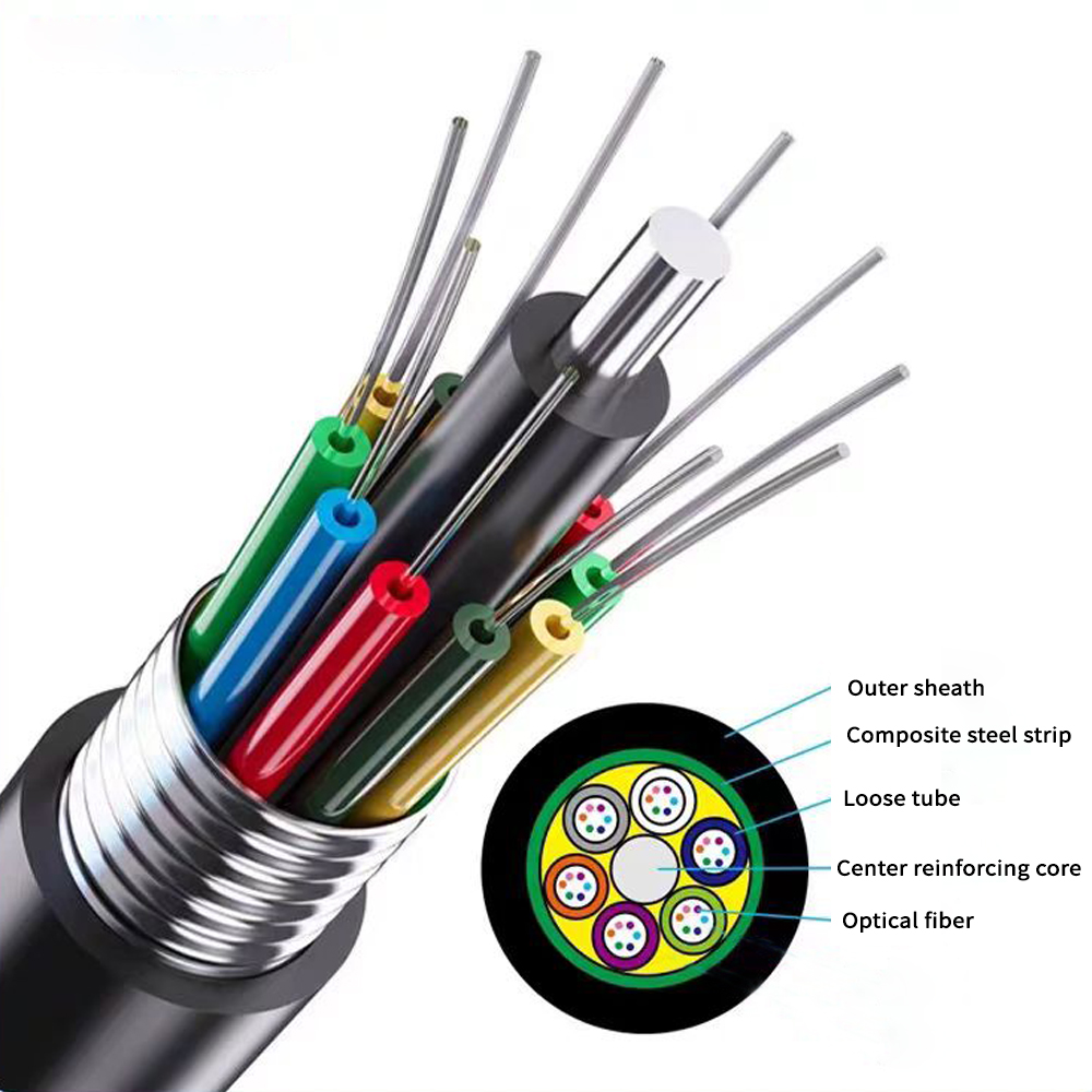 FTTH GYTA Armored Underground Outdoor  4-96 Core Single Mode Direct Buried Fiber Optic Cable Factory