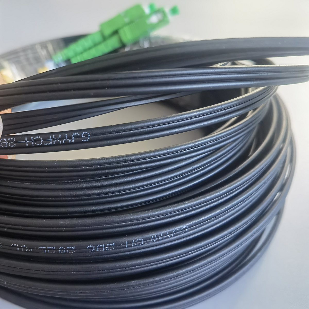 FTTH Outdoor Drop Fiber Optic Patch Cord SC APC to SC APC Single Mode Dual Core Waterproof Cable
