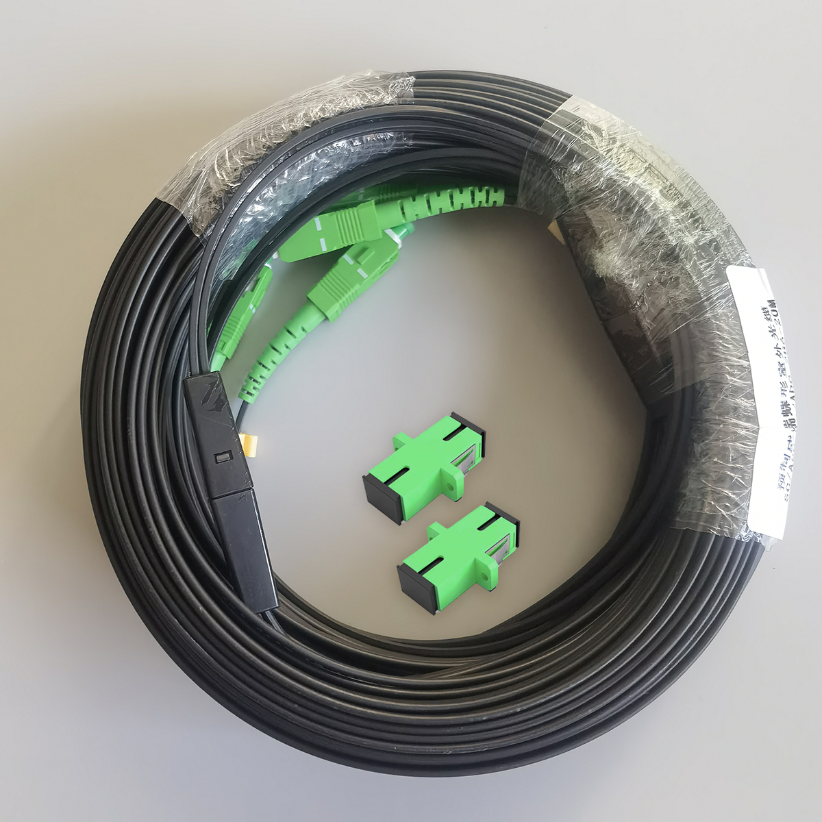 FTTH Outdoor Drop Fiber Optic Patch Cord SC APC to SC APC Single Mode Dual Core Waterproof Cable