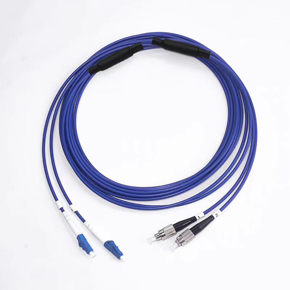 FTTH Fiber Optic Cable Armoured Patch Cord LC UPC to FC UPC 5M 3.0mm Dual Core Network Cable