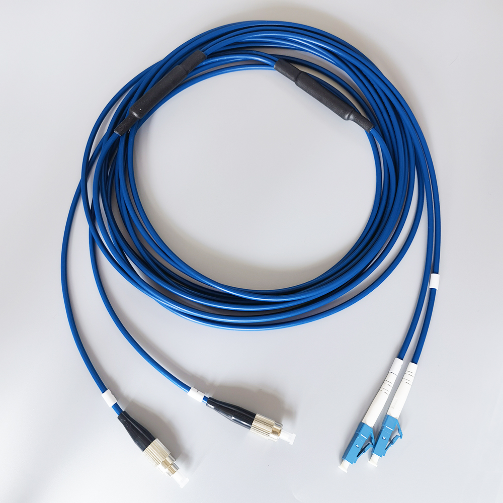 FTTH Fiber Optic Cable Armoured Patch Cord LC UPC to FC UPC 5M 3.0mm Dual Core Network Cable