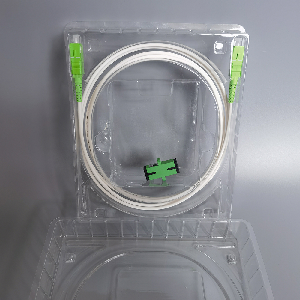 FTTH Fiber Optic Patch Cord SC/APC to SC/APC Single Mode Simplex G657A2 LSZH 2M White Internet Cable